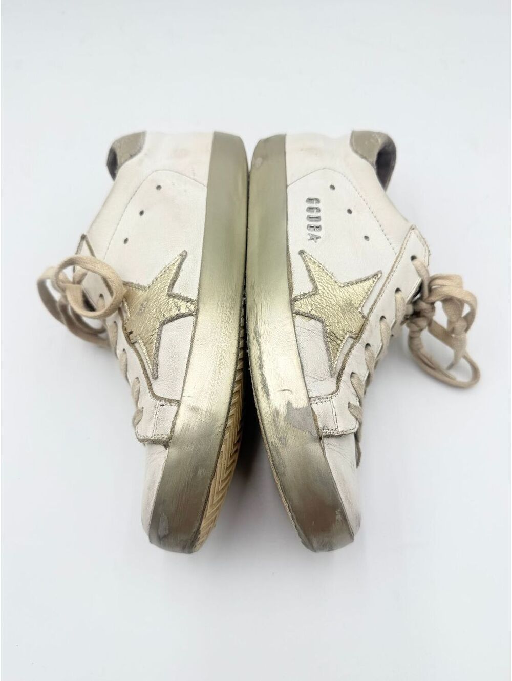 Golden Goose Superstar White Leather Gold Heel Distressed Sneakers Size 36 US 6 - Picture 6 of 10